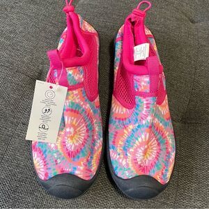 NEW Lands End Water Shoes‎ Pink Tie-Dye Slip On Women's Size 8 Non Slip Pool NWT